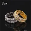 Met zijstenen Iced Out Diamond Ring Luxe designer sieraden 8mm heren ringen mode hiphop bling gouden bruiloft verloving love tas dheyg