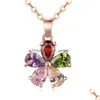 Médaillons Collier de diamant Bijoux de mode européens et américains Sept couleurs Zircon Clavicule Chaîne Cristal Larme Pendentif Drop D Dhgarden Dhn4H