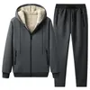Men's Tracksuits Men 2023 Winter Fleece Sets Thicken Warm Sports Suit Tracksuit Hooded Sportswear Zipper Hoodies Pants 2 Pieces Set Casual