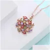 Médaillons Nouveau mode collier en or rose pendentif en cuivre femmes 3A bijoux en zircon cubique en Europe et en Amérique Drop Delivery Neck Dhgarden Dhmx2