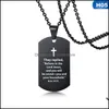 Pendant Necklaces Bible Verse Necklace Cross Stainless Steel Mens Dog Tag Religious Jewelry Black For Chris Sqckwx Queen66 2070 Q2 D Dhyph