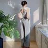 Women's Pants & Capris Casual Suit Sexy Backless Knitted Collar Top High Waist Slim-fit Wide-leg Two-piece Set