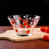 Bowls Cute Fruit Salad Bowl Transparent Glass Tableware 900ml Large Capacity Cartoon Strawberry Soup Dessert Snack Foods
