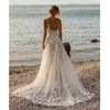 Nuovi abiti da diserbo Boho Scollo a V Appliques Abiti da sposa Abiti da ballo gonfi Abiti da sposa con strascico