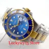 Avanadores de pulso 24 judeus Japão Japão NH35 Miyota 8215 Blue Mechanical Menical Wristwatch Business Solid Case Gold revestido de ouro Bracelete de dois tons