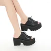 Terlik Dantel Geri Boş Gözet Toe Toe Sandalet Tıknaz Topuk Platform Kadın Yaz Dış Giyim Artı Beden Ayakkabı Sandalyas Mujer