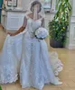 Luxury Arabic Dubai Wedding Dress V-neck Crystal Beads Flowers Backless Lace Plus Size Mermaid Bridal Gown Vestidos De Novia Custom Made Robe De Mariage