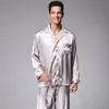 Men's Sleepwear Classic Silk Printed Pajamas Spring Long-sleeved Trousers Two-piece Suit Home Service Pijamas Para Parejas Lounge Set