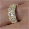 Mit seitlichen Steinen Iced Out Diamantring Luxus Designer Schmuck 8 mm Herrenringe Mode Hip Hop Bling Gold Hochzeit Verlobung Liebestasche Dheyg