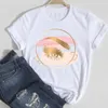 女性用TシャツTシャツ女性メイクアップアイフェイスかわいいファッションスタイル2023春の夏の服グラフィックTシャツトップレディプリント女性ティー