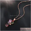 Lockets bästsäljande Rhinestone Crystal Necklace Korean Color Zircon Rose Gold Manufacturers Direktförsäljning för kvinnor Drop Del Dhgarden DH6H7