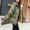 Damesgeul Lagen Vrouw Dikke parka's Solid Loose Winter Puffer Puffer Jacket Oversize Koreaanse stijl Kap Kraag Casual