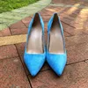 Kledingschoenen tikicup blauwe synthetische suede vrouwen puntige teen glip op hoge hakken elegante dames zachte stilettos pumps ol