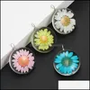 Charms Creative Design Glass Dired Flower Small Daisy Ball Shape Pendant For Necklace Earring Colorf Transparent Diy Jewelry Drop De Dhdh3