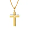 Hänge halsband grossist mens titanium stål Jesus bibel kors halsband bok av kristen tro koran religiös 60 cm chai dhgarden dh9tk