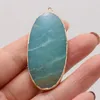 Kolye Kolyeleri Amazonite Doğal Taş Gem Uzun Oval Altın Kaplama El Sanatları Yapım Yapım Kolye Küpe Aksesuarları Hediye Partisi25x53mm