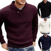 Hommes Hoodies Hommes Automne Hiver Revers Col À Manches Longues Épais Chaud Tricoté Pull Pull Couleur Unie Parfait Pour Assortir Avec Des Jeans Cadeaux