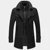 Mensjackor Jackor Jacka Fast Color Fake Two Piece Zipper -knappar Päls Långa ärmar Leisure Casual Overcoat för Autumn Winter Ropa Hombre 230207