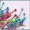 Tongue Rings Bar T01 20Pcs Mix Style Color Stainless Steel Industrial Barbell Ring Body Piercing Jewelry Zvzna Drop Delivery Dh35N