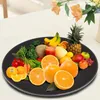 Plates Plastic Round Serving Tray Plate For Tea Set Fruits Candies Black