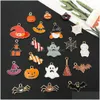 Charms 20st/par emalj halloween blandad legering godis spök pumpkin bat spindel hatt hänge diy smycken gör tillbehör droppe leverera dhpit