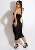 Vestidos de festa Sexy High Slit Lace Up Bodycon Dress For Women Summer Halter Cut Out Clube da noite Robe longo femme y2k roupas 230105