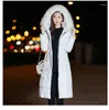 女性のトレンチコート冬の服女性オフィスレディーフード付き大きな毛皮の襟ゆるい膝の長さ厚いコートポケットジッパー