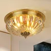 Plafonniers Europe Retro Copper Design D30cm H17cm Crystal Light Luster Electroplated Brass Bedroom Loft Lampeiling