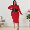 Vestidos de tamanho plus size mais tamanhos mulheres vestido sólido outono vestido de festa elegante senhora noite túnica casual feminino por atacado de couro pano 230207