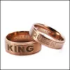 Bandringen roestvrijstalen sieraden letters King Queen Ring Titanium Crown Paar vingerafval levering Dhaku