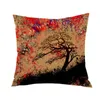 Pillow Chinese Style Oil Painting Cover Linen Cotton Boat With Sunset Home Decorative For Sofa Cojines Pillowcases /Decorativ