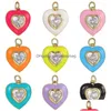 Charms Juya 18K Gold Bated Handmade Candy Color Love Heart Squage Shape Oval esmal