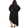 Plus-Size-Kleider, schickes Temperament, Plus-Size-Damenkleider, solide, lange, asymmetrische Rundhalsausschnitt, Oversize-Maxi-elegantes Kleid, Großhandelstropfen 230207