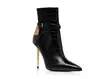 Kadın ayakkabıları için altın kilit ayak bileği botları lüks tasarımcı toka fermuar stiletto bootie kalite inek derisi kaşmir sivri ayak parmakları