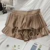 Kvinnors shorts harajuku svarta kjolar kvinnor kläder 2023 koreansk mode veckad hög midja sexig mini kvinnlig solid Q5638