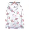 Moletons masculinos Primavera outono de fruta impressão de fruta kawaii Mulheres com zíper tops Casual Manga longa com zíper de capuz Sweetshirts