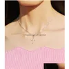 Pendentif Colliers S925 Sterling Sier Couple Collier Version Coréenne Étudiants Masculins Et Féminins Mode Simple Croix Xl1C062 Dr Dhgarden Dh8Jw