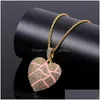 Pendant Necklaces Iced Out Broken Heart Designer Unisex Bling Crystal Rhinestone Charm Gold Sier Chain Hip Hop Necklace Drop Dhgarden Dhwjh