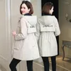 Kadın Trençkotları Kış Parka Kadınlar Çıkarılabilir Astar Yastıklı Ceket Kalık Kapşonlu Ceket Sıcak Gündelik Dış Giyim Artı Boyut Mektup Nakış