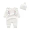 Zestawy odzieży Baby Rompers dzianin urodzony chłopiec kombinezon z kapeluszem stroje z długim rękawem jesienne niemowlę kombinezon zimowe ciepłe dzieci
