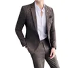 Mens Suits Blazers Blazer Pants Highend Brand Formal Business Plaid Suit Groom Wedding Dress Solid Color Stage Performance Tuxedo S7XL 230207