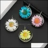 Charms Creative Design Glass Dired Flower Small Daisy Ball Shape Pendant For Necklace Earring Colorf Transparent Diy Jewelry Drop De Dhdh3