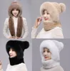 Women's Real Mink Fur Hat Scarf One-Pieces Winter Warm Cap Headwear Hunting Ski