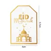 Wrap 48 pièces/sac Eid Mubarak étiquettes Ramadan décorations lune impression boîte-cadeau suspendus étiquette en papier avec corde Islam musulman fête décor fournitures 0207