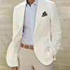 Men's Suits Ivory Linen Suit Men White Blazer And Pants Mens For Wedding Tuxedos Groom Man Terno Masculino