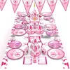 Disposable Dinnerware Lovely Dancing Girl Party Tableware Plates Napkins Cartoon Cups Straws For Kids Happy Birthday Supplies Baby Shower