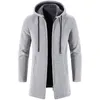 Мужские свитера пальто осень зима теплое молния средняя длинная кардигана мужчина повседневная вязаная одежда мужская одежда 230206