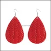 Orecchini pendenti in pelle PU modello tessuto foglia orecchino per le donne Colorf gancio ovale goccia gioielli alla moda orecchini consegna regalo Dhhqt