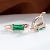 Hoop Earrings & Huggie Cute Female Green Zircon Stone Luxury Crystal Rectangle Rose Gold Color Small For WomenHoop Farl22