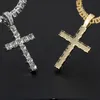 Anhänger Halsketten Glänzende Männer Frauen Hip Hop Kreuz Halskette Mit 4mm Seil Kette Iced Out Bling HipHop Schmuck Mode geschenk